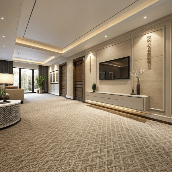 Commercial office space with modern carpet flooring installation