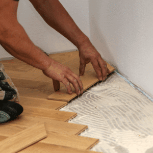 Subfloor repair and prep work during flooring installation