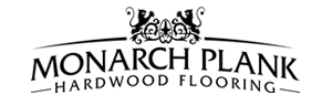 Monarch Plank Hardwood Flooring logo with two lions and a decorative crest above the company name in black text.